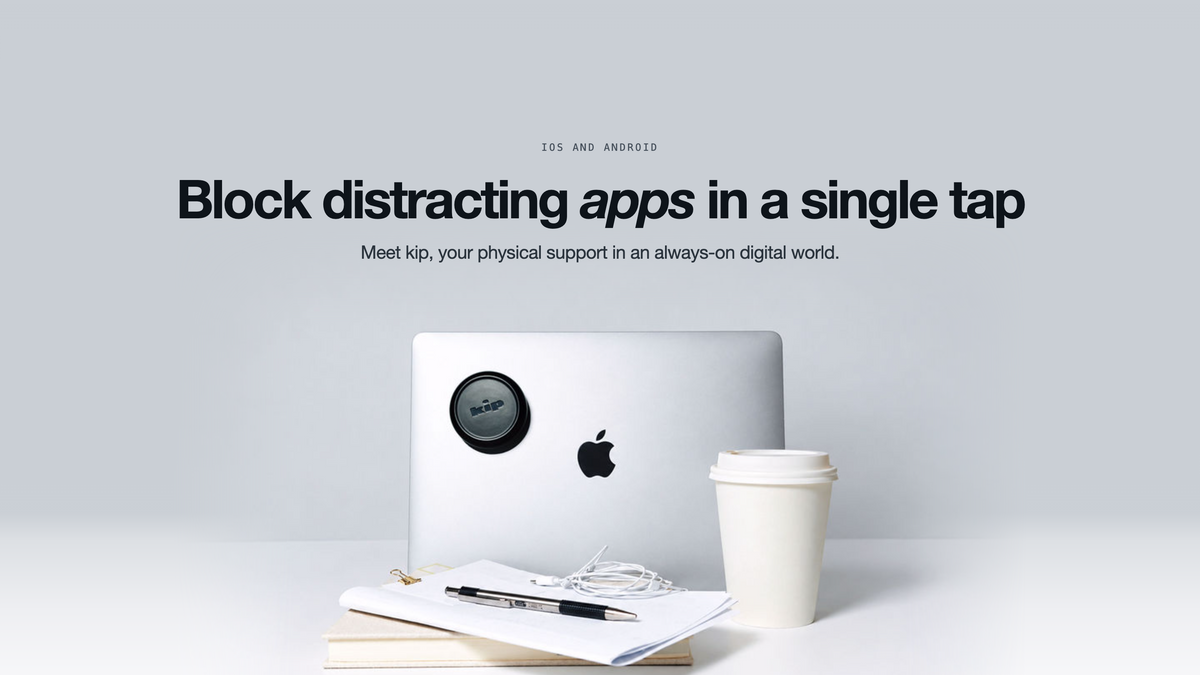 A phone in hand running the kip app